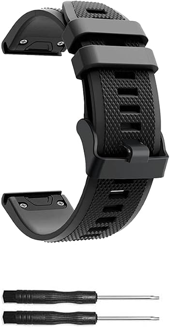 Compatible for Garmin Fenix 5X, Silicone Wristband Replacement Watch Band for Garmin Fenix 5X/Fenix 5X plus/Fenix 6X/Fenix 6X Pro/Fenix 7X/Fenix 7X Solar/Fenix 3 HR/Tactix 7 Pro/D2 Delta PX/Descent MK2 (Width: 26mm)