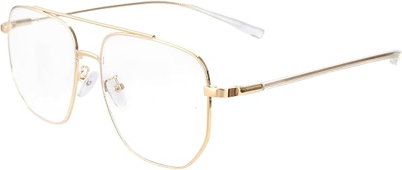 hoyuwak Clear Aviator Glasses Old Man Classic Metal Frame Costume Glasses Non Prescription Square Eyewear for Women Men