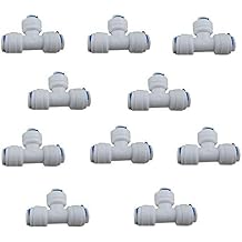 Lemoy Liimevvon 10x 1/4 inch Tee 3 Way Tube Quick Connect Push Fit RO Water Reverse Osmosis System