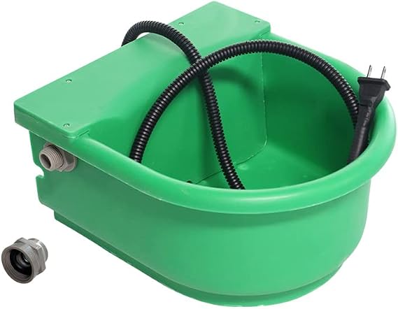Automatic Heated Dog Water Dispenser Bowl 5L 100W for Livestock | US Plug chewproof Cord in Winter Outdoor Chicken Waterer with Thermostat & float valve for Horses Sheep livestock Poultry