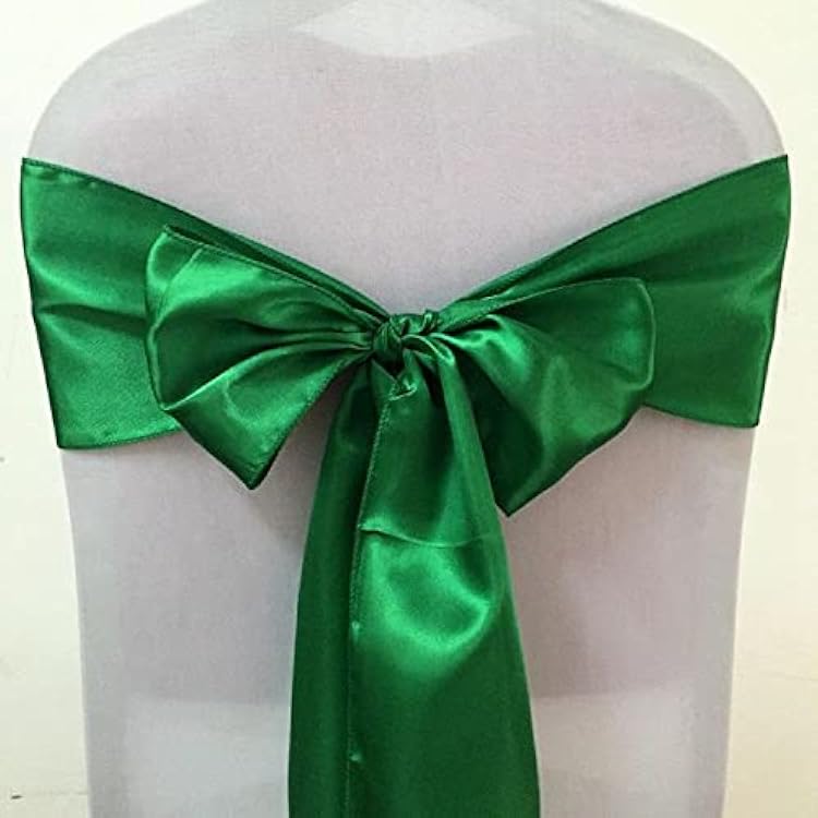 Chair Flowers, Satin Chair Bow Sashes Home Party Event Wedding Decoration Chair Ribbon Knot TiesEmerald Green,10 pcs