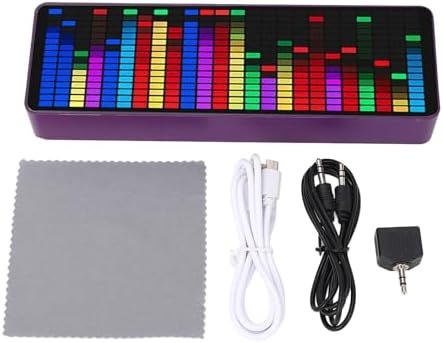 Music Spectrum Display 20 Dynamic 7 Color RGB LED Display 384 LED 16x24 Segment Rhythm Light Level Audio Indicator Rhythm Voice Sensor Pickup Analyzer with Clock