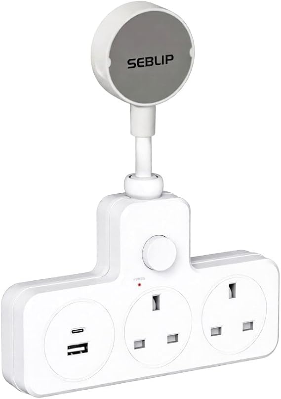 Plug Extension Socket with USB, Flat Double Plug Adapter, 13A