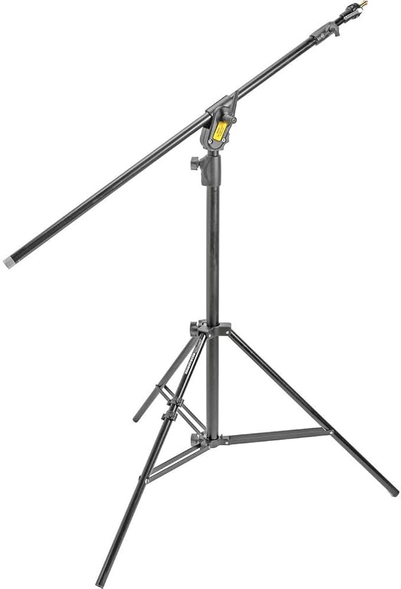 Manfrotto Boom Stand 420 (Black Anodized), 3-Sections, Convertible to Double Extension Boom and Stand (#3398B) | Convertible 3-section stand with 13' max height and 5/8" stud for portraits, videography and studio lighting