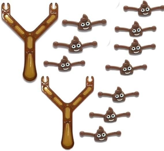 2Pcs Catapult Poo Slingshot with 10PCS Bullets - Funny Slingshot Ornament for Teen and Adults - Stress Relief and Shooter Game - Finger Flicker Flying - Great Easter Egg Filler
