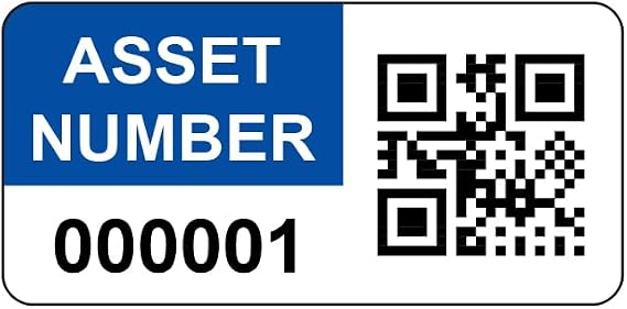 2000 Personalised QR Code Asset Tag Labels Custom Sticker - with Optional Website Linked QR Code - Blue 38mm x 20mm Permanent Vinyl Labels - Simple to Customize