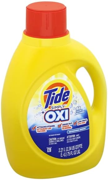 Tide Tide Simply Plus Oxi Liquid Laundry Detergent, Refreshing Breeze, 75 oz., 48 loads, 75 Fl oz