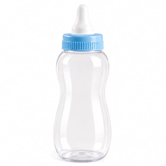 Crafts Central Jumbo Fillable Baby Shower Milk Bottle Large Plastic Coin Bank & Favor Container for Decorations, Gender Reveal, Party Supplies (10" Blue)