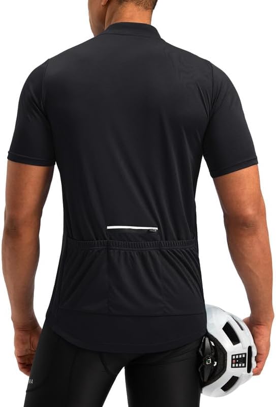 Bikewa Men's Cycling Jersey Moisture Wicking Short Sleeve UPF Half Zip Bike Road Riding Biking Shirts for Men Zipper Pockets