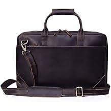 Full Grain Leather Slim Briefcase for Men Laptop Messenger Shoulder Brown Vintage Attache Computer Business Work Lawyer Bag