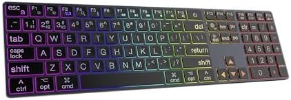 Bluetooth Keyboard for Mac, Backlit Large Print Rechargeable Aluminum, Multi-Device Slim Wireless Keyboard for MacBook, iMac(K2BW - Space Gray)