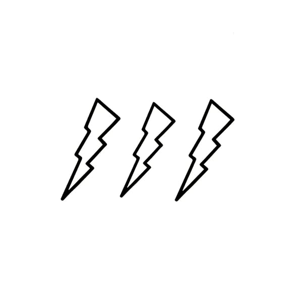Small Cute Temporary Tattoo Sticker Set of 2 - Minimalist Geometric Lightning Simple Totem Symbols Designs for Hand Neck Face Wrist Finger, Waterproof Fake Body Art