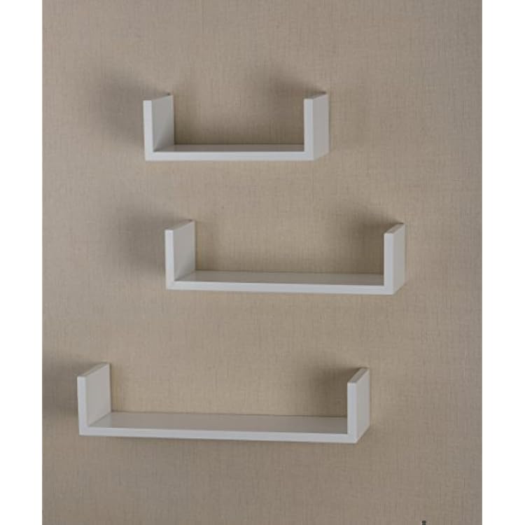 V-Light Wood Wall-Mounted Shelves, White, 3Pack VW161011W