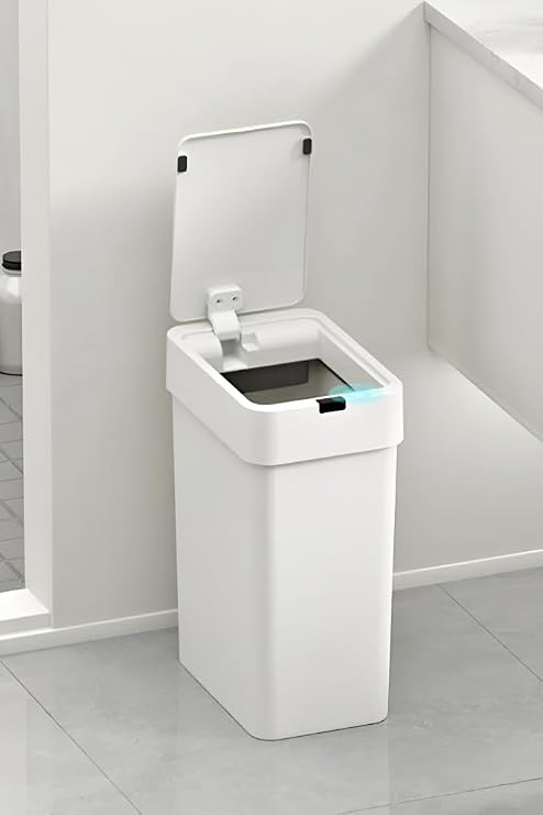 Sensörlü Otomatik Slim Çöp Kovası 9 Litre Plastik Beyaz Yerli Üretim
