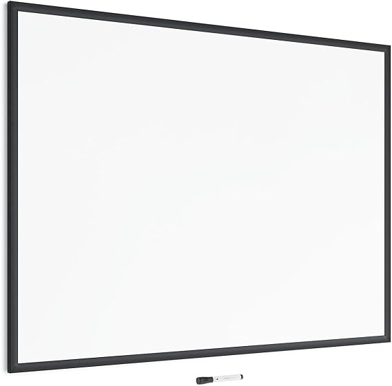 U Brands Dry Erase White Board, 36" x 48", Magnetic, Black Wood Frame