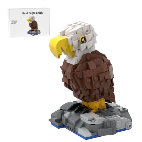 Aetheria Bald Eagle Chick Building Bricks MOC Animals Bird Blocks, Home Office Decor Art Ornament, Creative Owl Construction Collectors & Enthusiasts for Adults - 362 Pieces
