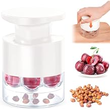 Cherry Pitter Multiple,2025 Quickly Release Multi Cherries Stoner Pitter,7-Hole Push Button Cherr'y Core Pit'ter Tool with Splatter Protector,Pit Seed Remover for Making Cherry Jam, White