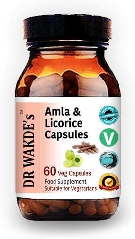DR WAKDE's Amla & Licorice Capsules (60 Veg Caps, for Acid Indigestion, Ayurvedic Supplement, Vegan, Herbal, All Natural, Made in UK)