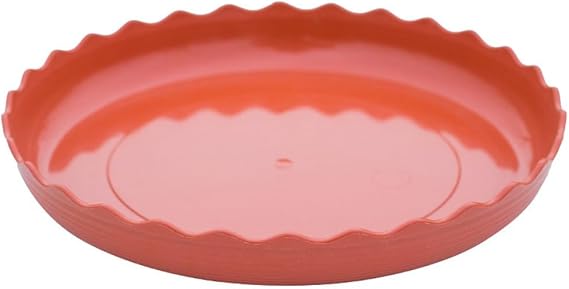 5 Pack Plastic Plant Saucer Durable Round Wave Flower Pot Drip Trays Container for Indoors Outdoors Home Garden Plants, Red (Outer Diameter 14.17''; Inner Diameter 12.6'')