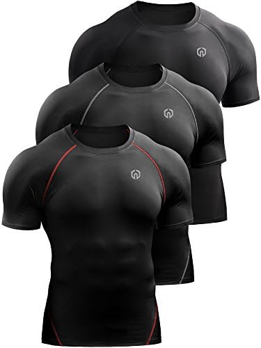 NELEUS Mens 3 or 4 Pack Workout Athletic Compression Shirts