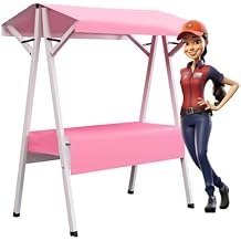 Vendor Display Shelves Stand for Craft Shows/Events, Farmers Market Foldable Food Stall Tabletop - Heavy Duty Carbon Street Stalls Selling Food Shelf(Pink,L 51 1/5 inch)