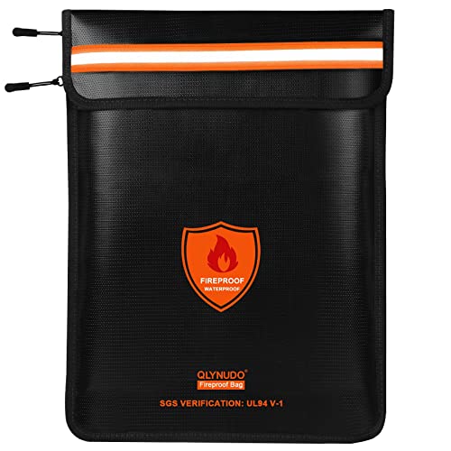 Fireproof Document Bag - Waterproof Fireproof Money Bag with Zipper for CashImportant DocumentsValuables Seal Protection, 15x11 A4 Size, Fire Safe Envelope Bag with Reflective Strip