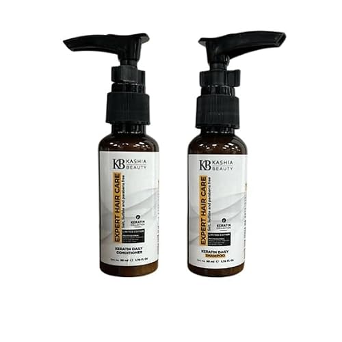 KASHIA BEAUTY Shampoo and Conditioner Duo 1.69 fl oz Each Daily Keratin Hair Care Sulfate-Free, Salt-Free, Paraben-Free For Frizz-Free, Keratin-Treated or Natural Hair