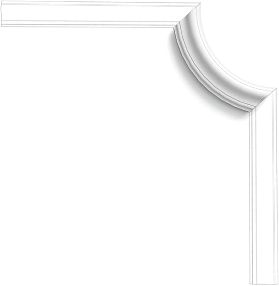 Orac Decor P-8030C | Duropolymer High Density High Impact Polystyrene Panel Moulding Curve Used with P8030 | Primed White | 7-1/2in H x 5/8in Proj