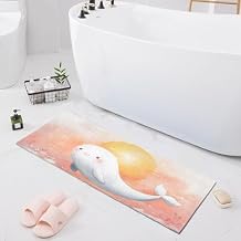 Bathroom Runner Rug, Whale Sun Cute 39" x 20" Soft and Absorbent Non Slip Bath Mat, Washable Plush Mats for Bathroom Shower Kitchen