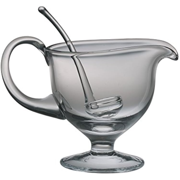 Majestic Gifts European Handmade Gravy Boat with Ladle, Medium, Clear