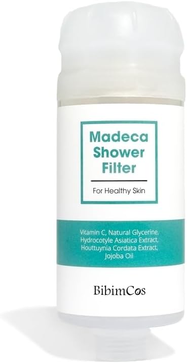 Madeca Duş Filtresi 160g – Centella & Houttuynia Ekstraktlı, Musluk Suyundaki Kloru Azaltır, Cildi Besler & Nemlendirir, Tüm Cilt Tipleri İçin, Vitaminli Nem Filtresi