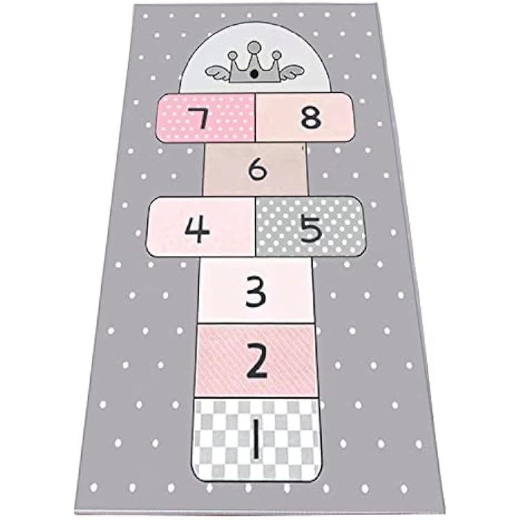Hopscotch Mat 31x 63, Hop and Count Game Rug with Cute Star Design, Non-Slip Kids Play Mat, Soft Floor Area Rug and Carpet for Bedroom, Living Room, Playroom