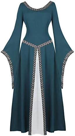 Kranchungel Renaissance Medieval Costume Dress: Women Renaissance Irish Wench Peasant Dress for Ren Faire Themed Parties