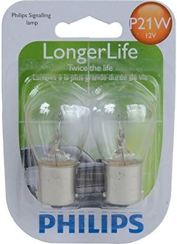 Philips Automotive Lighting P21W LongerLife Miniature Bulb, 2 Pack,White,12498LLB2