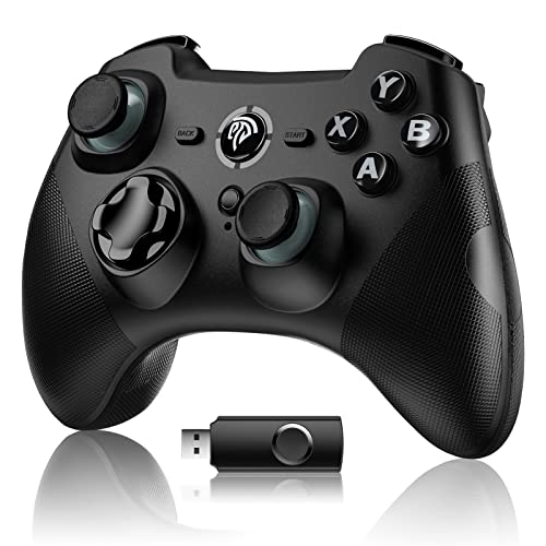EasySMX Wireless Game Joystick Controller, 2.4G Wireless Gamepad Joystick PC, Dual Vibration, 14 Hours of Playing for PCPS3TV BoxNintendo Switch Black