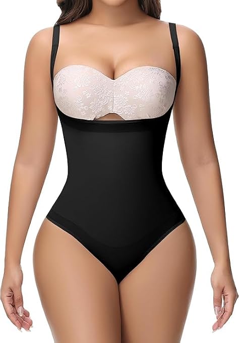 SHAPSHE Open-Bust Thong Shapewear Bodysuit for Women, Tummy Control