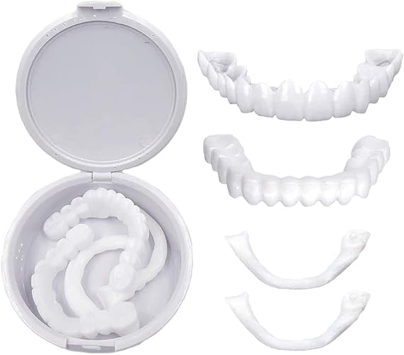Dentures, Top and Bottom Cosmetic Dentures, Instant Veneer Dentures, 1 Pair of Top and Bottom Braces, Includes Storage, Denture Beauty, Orthopedic Dentures, Artificial Teeth, Whitening Denture,