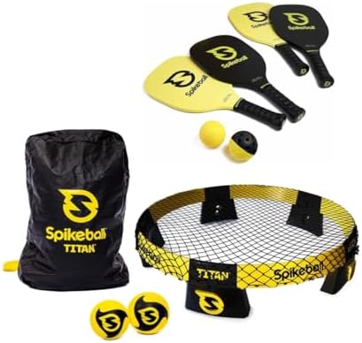 Spikeball Titan Set with Spikepaddle 4 Pack Accessory Bundle