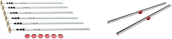 ZIPWALL SLP6 12 Foot Spring Loaded Dust Barrier Poles (Pack of 6), 6 Pack, Silver and ZipWall FoamRail 2-Pack Tapeless Seal, FR2