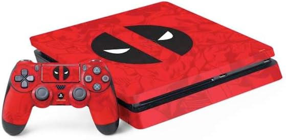 Skinit Decal Gaming Skin Compatible with PS4 Slim Bundle - Officially Licensed Marvel Deadpool Deadpool Emblem Design