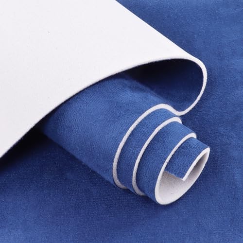 Suede Auto Headliner Fabric 38" L 60" W with Foam Backing Automotive Interior Headliner Car Roof Upholstery Fabric Use for All Vehicles Boat Home Replacement Renovate Navy Blue
