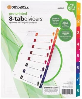 OfficeMax Multicolor Index Dividers, 10-Tab
