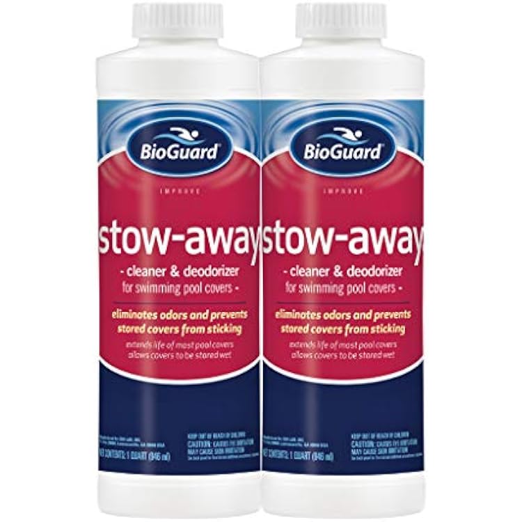 BioGuard Stow Away, 1 qt, Pack of 2, Cleaner & Deodorizer for Swimming Pool Cover, Eliminates Odors, Aids in Stain and Soil Removal, Extends Life of Pool Covers