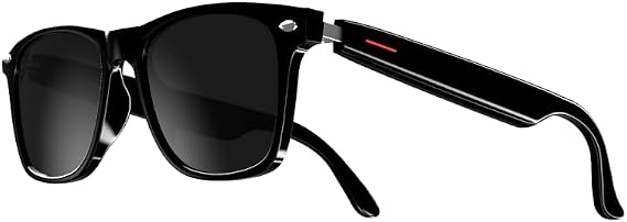 E13 Bluetooth Audio Smart Glasses for Men Women, Blue Light Blocking & Sunglasses Lens for Office Outdoor Sports Drive Hands-Free Calling, Easy Automatic Pairing (Black Lens)
