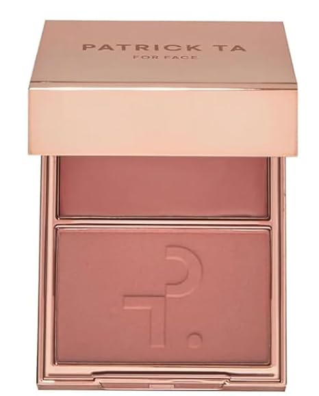 P4trick Ta.- Major Headlines Double-Take Creme & Powder Blush Duo - Versatile Blush for Face, Cream & Powder Formula for Long-Lasting, and Radiant Finish Color: She's Seductive (Warm Mauve Rose)