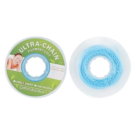 Dental Colorful Orthodontic Braces Rubber Chains,Dental Rubber Chains for Braces Power Chains for Orthodontic Treatment(Short,Blue 15)