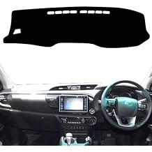 Car Dashboard Cover Anti-Scratch Dash Cover Interior Dash Covers - for Toyota Hilux SR5 4x4 REVO Hi-Rider AN120 AN130 2016-2021, Black(Red Edge), Right Hand Drive