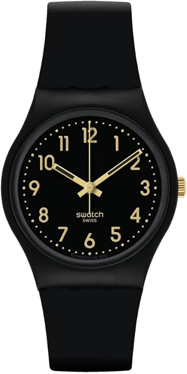 Swatch Gent Biosourced Unisex Watch Casual Plastic Black Quartz Waterproof Golden Tac