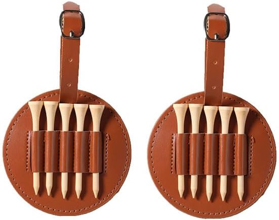 VOVCIG Golf Tee Holder with Wood Tees, 2 Sets Storage Pouch for Golfers