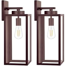 Large Size Outdoor Wall Light Fixtures, Exterior Lighting Fixtures Porch Sconces Wall Mounted, Waterproof Brown Outdoor Wall Lanterns Lamps, Outside Lights for House Patio Front Door Entryway, 2-Pack